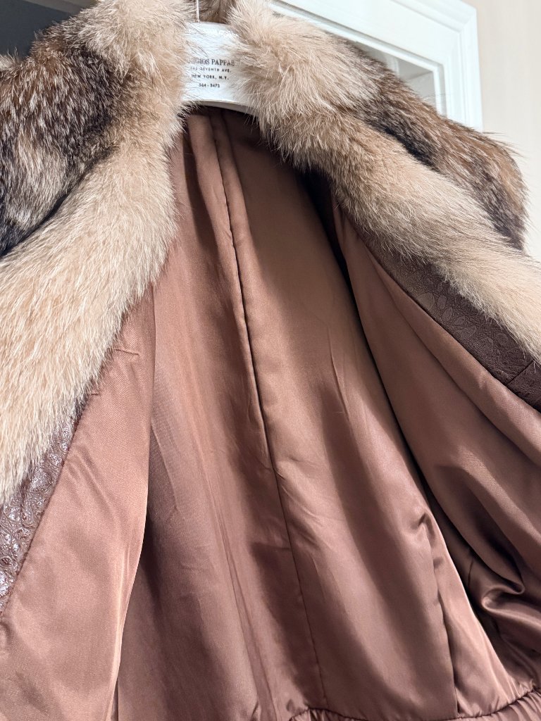 Vintage Fox Fur & Embossed Leather Jacket Nyc Furrier Piece